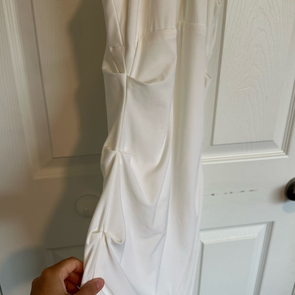 Cache White Dress with Ruched Design - Picture 2 of 5